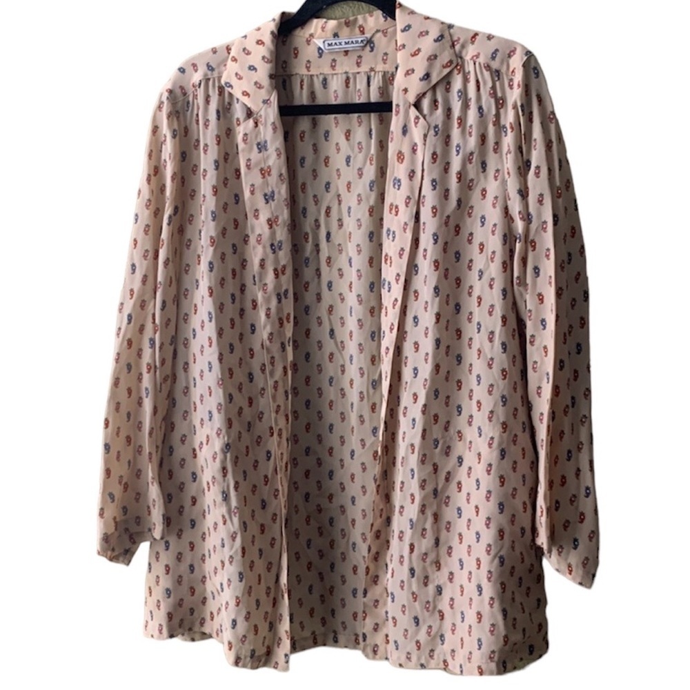 Max Mara open front blouse flower prints size 42